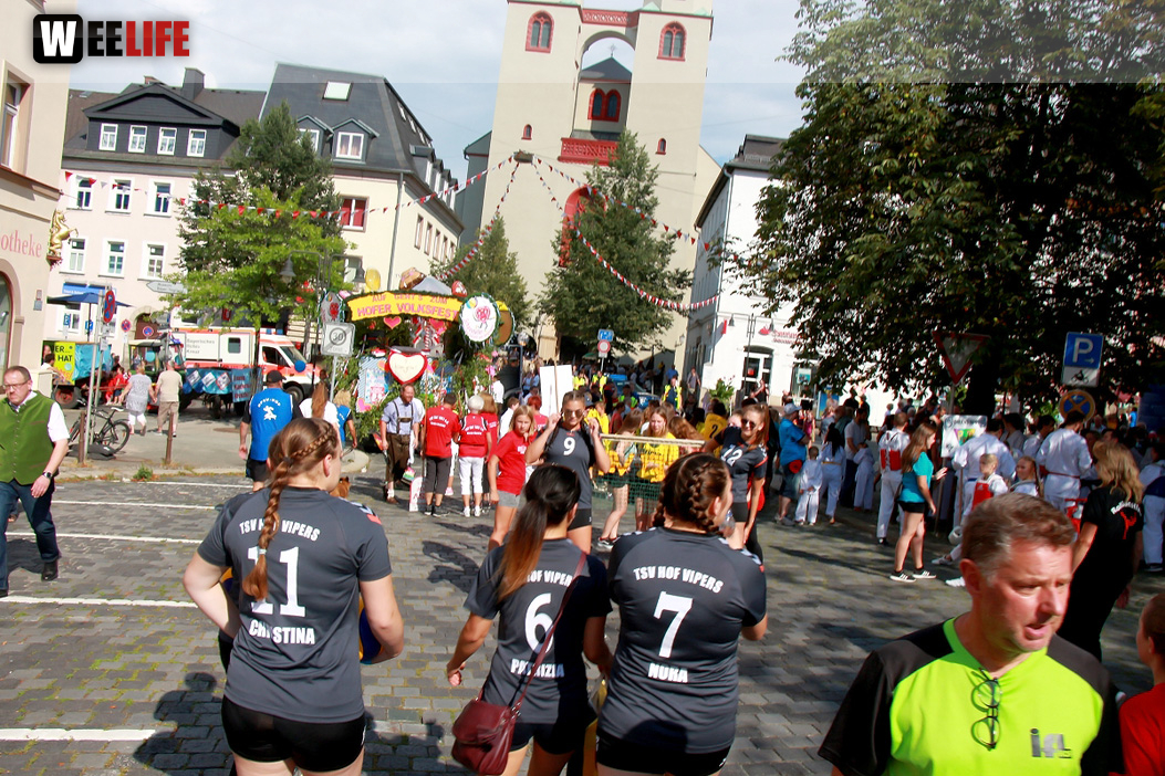 Aufstellung Volksfestumzug  Hofer Volksfest 2018 27.7.2018