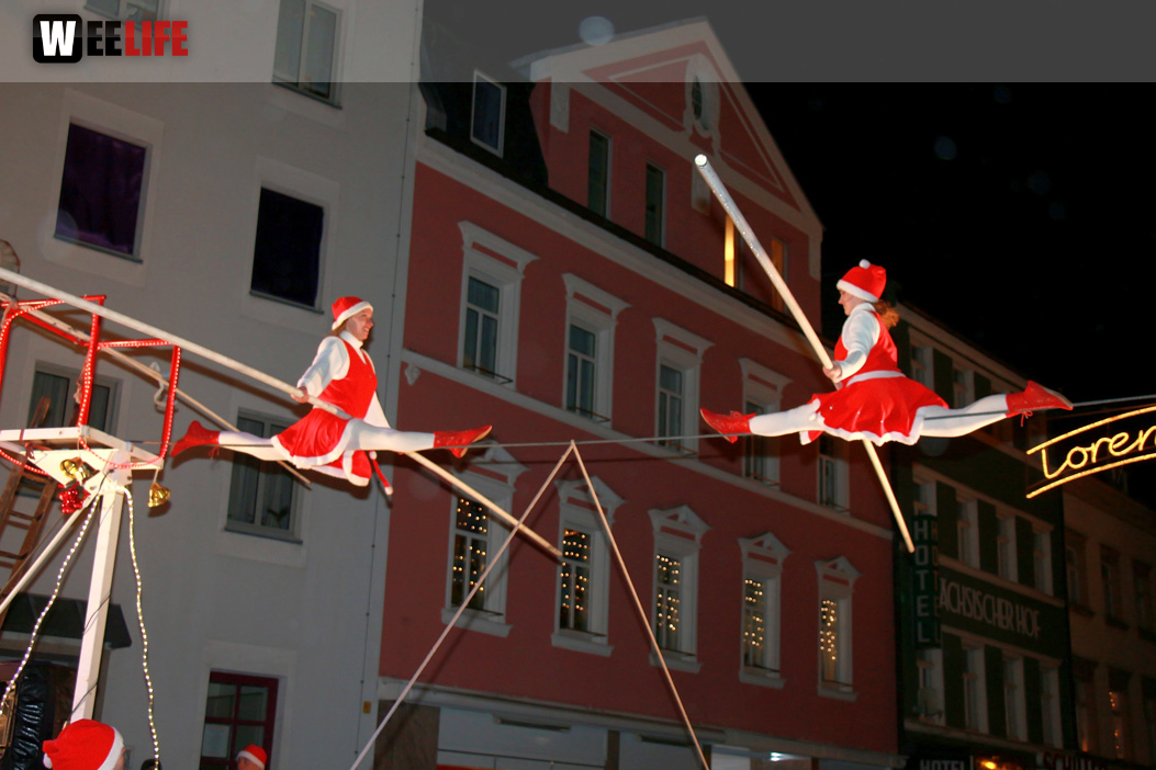 Hochseilartisten Geschwister Weisheit Hofer Weihnachtsmarkt 8.12.2019