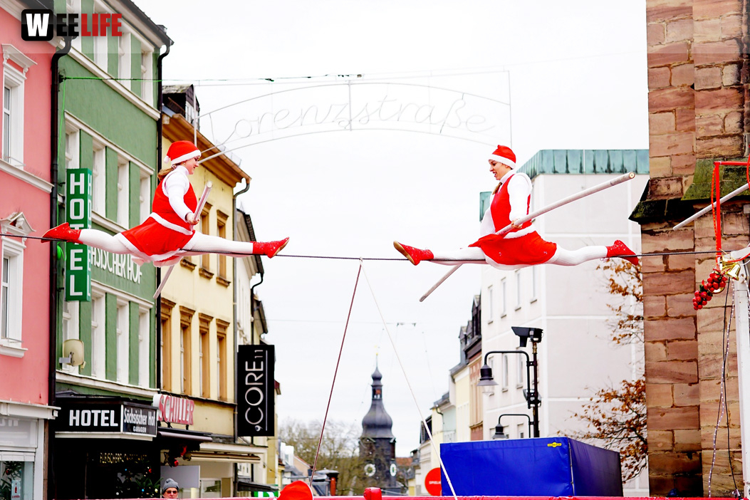 Hochseilartisten Geschwister Weisheit Hofer Weihnachtsmarkt 8.12.2019