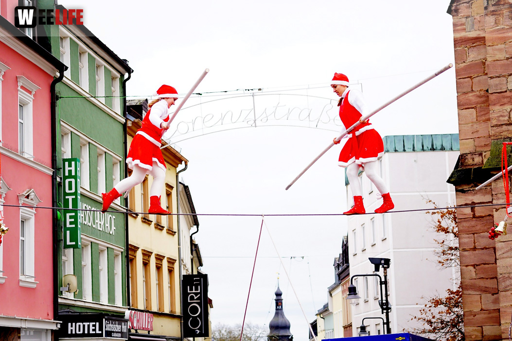 Hochseilartisten Geschwister Weisheit Hofer Weihnachtsmarkt 8.12.2019