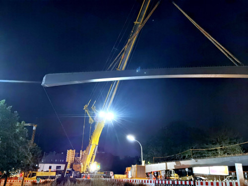 6 x 40Tonnen Stahteile Anlieferung für die Untere Jahnbrücke – Foto 27