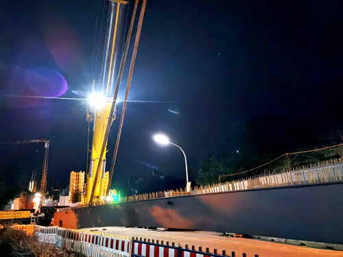 6 x 40Tonnen Stahteile Anlieferung für die Untere Jahnbrücke – Foto 34