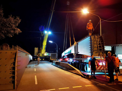 6 x 40Tonnen Stahteile Anlieferung für die Untere Jahnbrücke – Foto 48