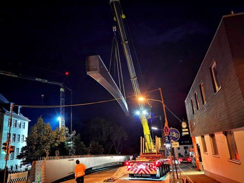 6 x 40Tonnen Stahteile Anlieferung für die Untere Jahnbrücke – Foto 60