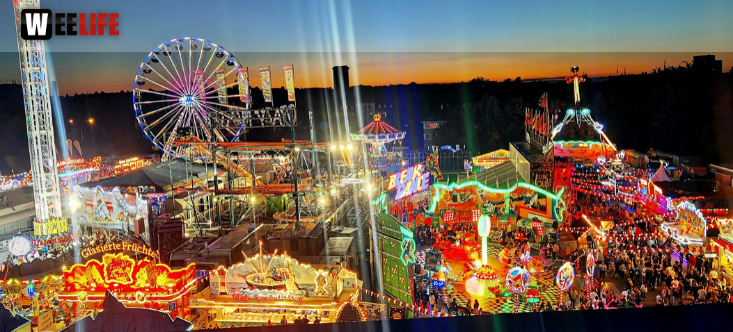 Hofer Volksfest 2022  von Oben bei Nacht 6.8.22