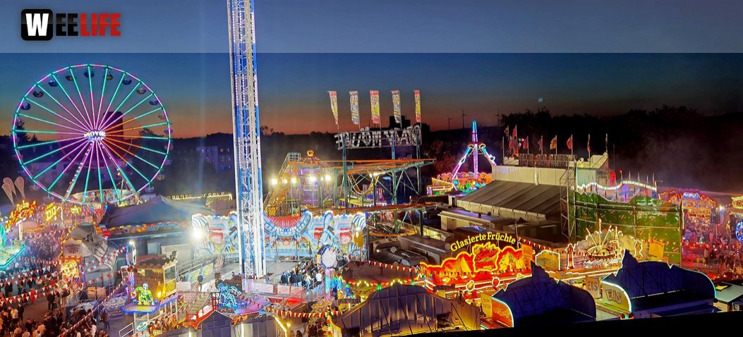 Hofer Volksfest 2022  von Oben bei Nacht 6.8.22