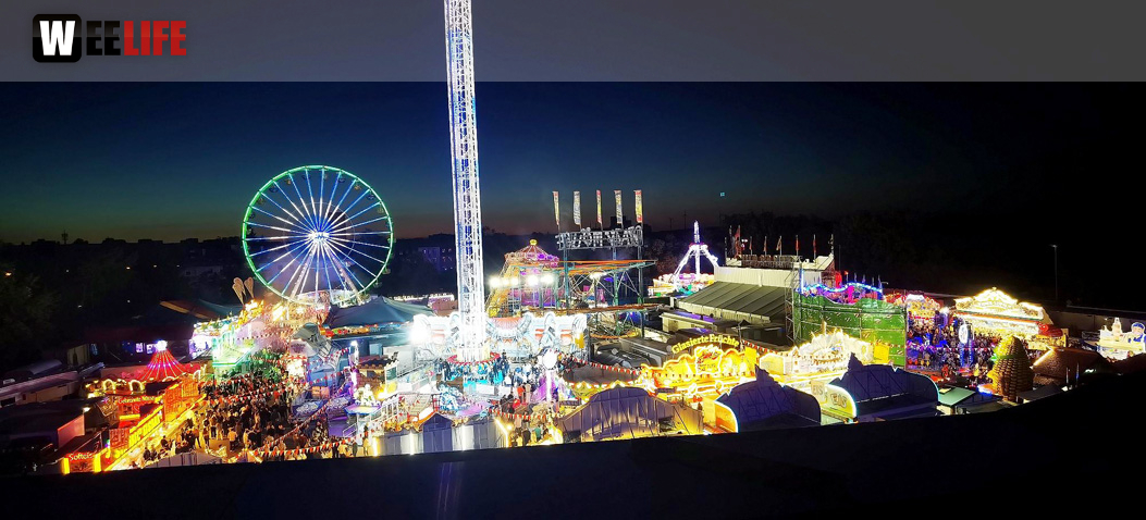 Hofer Volksfest 2022  von Oben bei Nacht 6.8.22