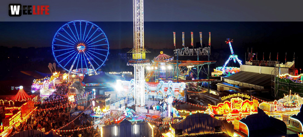 Hofer Volksfest 2022  von Oben bei Nacht 6.8.22
