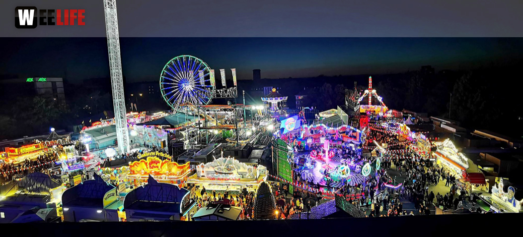 Hofer Volksfest 2022  von Oben bei Nacht 6.8.22
